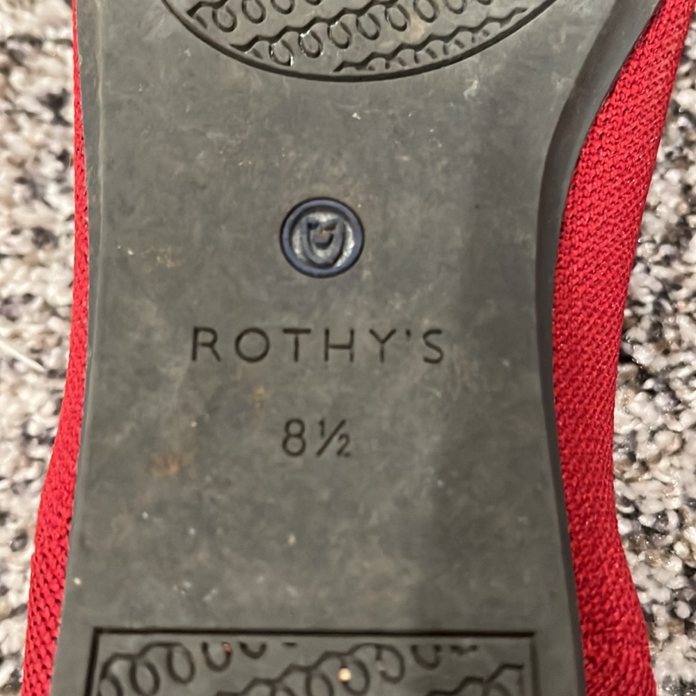 Rothy's Red Knit Ballet Flats with Blue Trim - Picture 4 of 10
